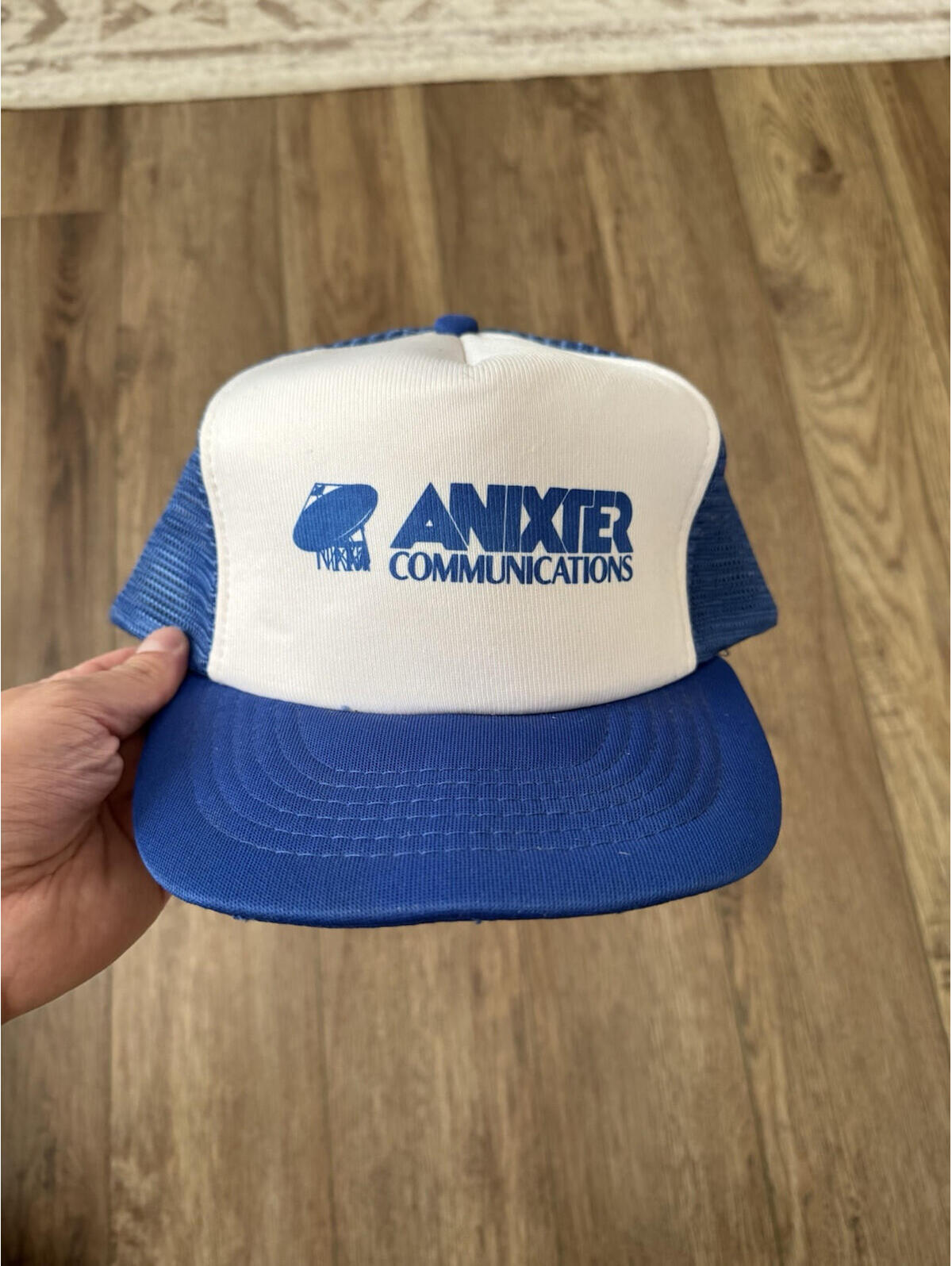 Vintage 80s Anixer Communications Blue Trucker Snapback Hat
